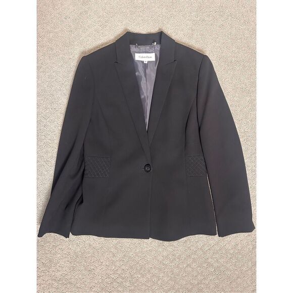NEW Calvin Klein Suit Black Quilted Waist Blazer Pants Suit Set 4P - Picture 1 of 13